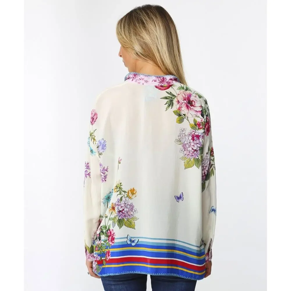 JOHNNY WAS Wilton Silk Button Down Blouse - Picture 3 of 10